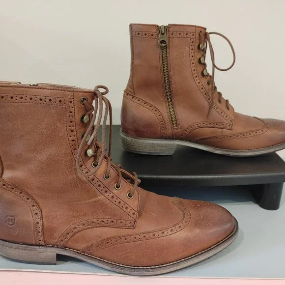 Andrew Marc Hillcrest Size 11 AM1003-2023 Men's Brown Leather Casual Dress Boots